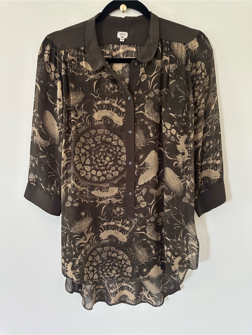 Aritzia Wilfred 100% Silk Abstract Floral Print Blouse size S